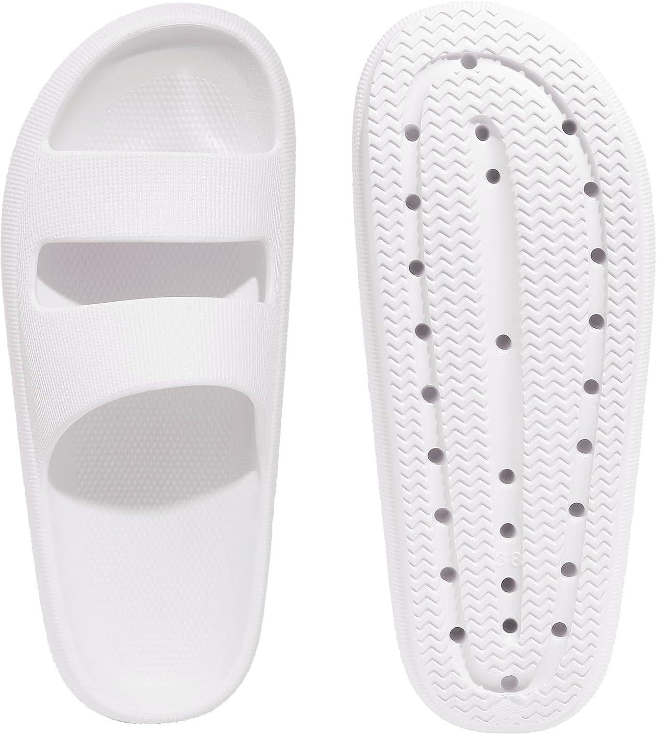 imageshevalues Orthopedic Slide Sandals for Women with Arch Support Pillow Soft Recovery Slip on Sandals Lightweight Summer Cloud Slippers for Plantar FasciitisUpdate White