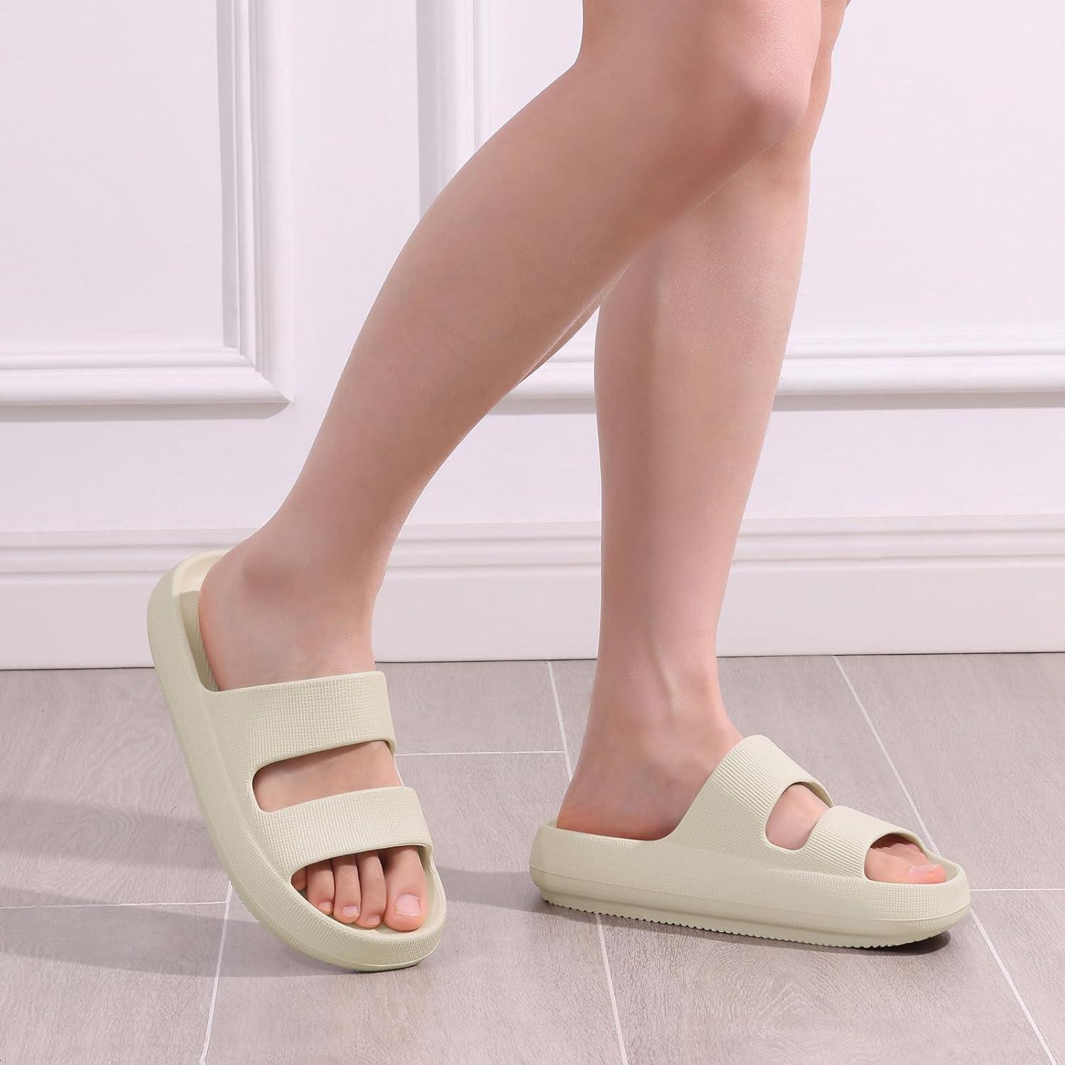 imageshevalues Orthopedic Slide Sandals for Women with Arch Support Pillow Soft Recovery Slip on Sandals Lightweight Summer Cloud Slippers for Plantar FasciitisBone