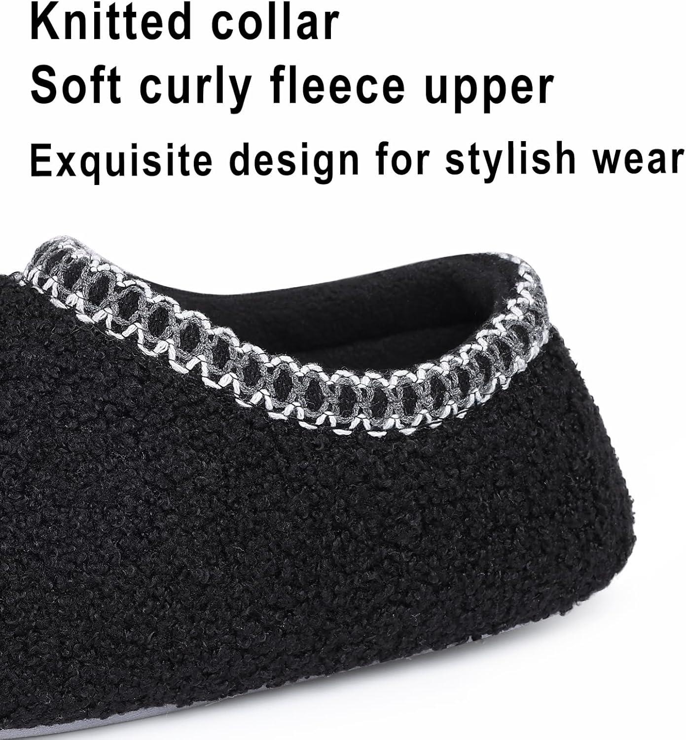 imageshevalues Women House Memory Foam Slippers Teddy Fleece Bedroom Sock Shoes with Soft Rubber SoleBlack