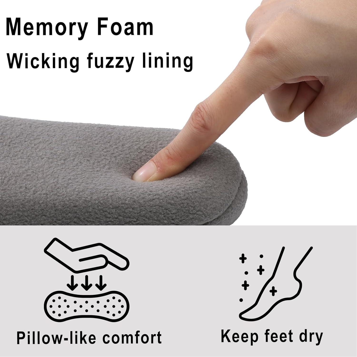 imageshevalues Women House Memory Foam Slippers Teddy Fleece Bedroom Sock Shoes with Soft Rubber SoleGrey