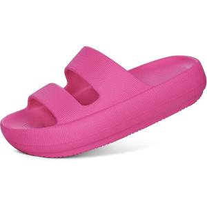 imageshevalues Orthopedic Slide Sandals for Women with Arch Support Pillow Soft Recovery Slip on Sandals Lightweight Summer Cloud Slippers for Plantar FasciitisUpdate Electric Pink