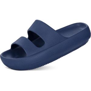 imageshevalues Orthopedic Slide Sandals for Women with Arch Support Pillow Soft Recovery Slip on Sandals Lightweight Summer Cloud Slippers for Plantar FasciitisDark Blue